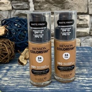 2 New Revlon ColorStay Foundation 380 Rich Ginger Matte Finish SPF 15 Bottle LOT